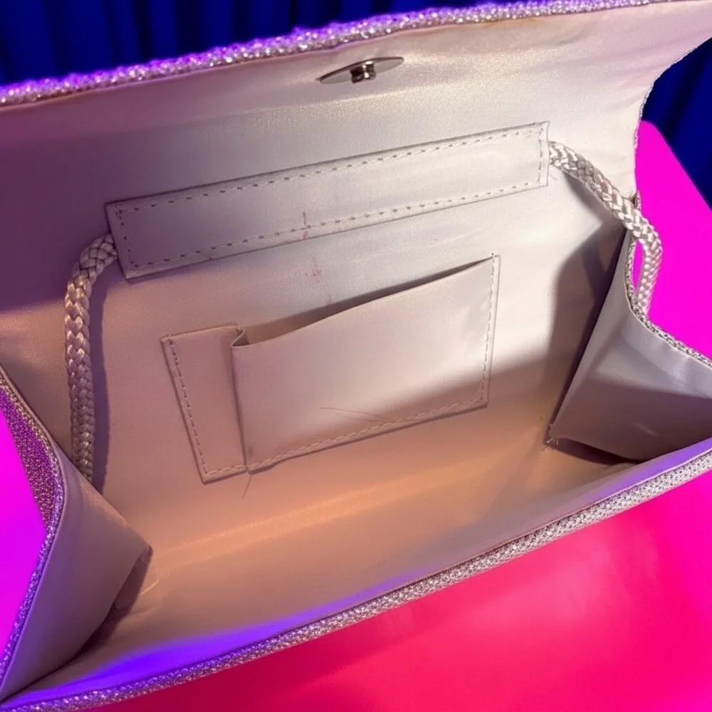 Glitter Evening Clutch w/Rope Shoulder Strap, EUC